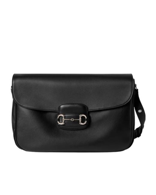 Gucci Black Horsebit 1955 Aura Large Crossbody Bag for men