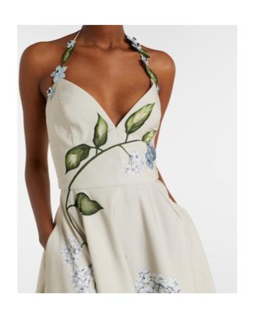 Oscar de la Renta White Floral Faille Cocktail Dress
