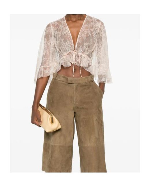 Alberta Ferretti Natural Semi-Transparent Shirt