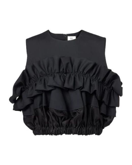 Comme des Garçons Black Ruffled Wool Top
