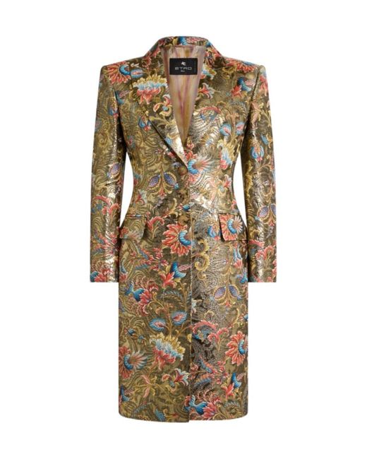 Etro Natural Brocade Floral Long Jacket