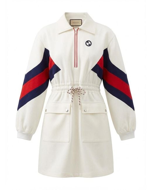 Gucci White Technical Jersey Polo Dress