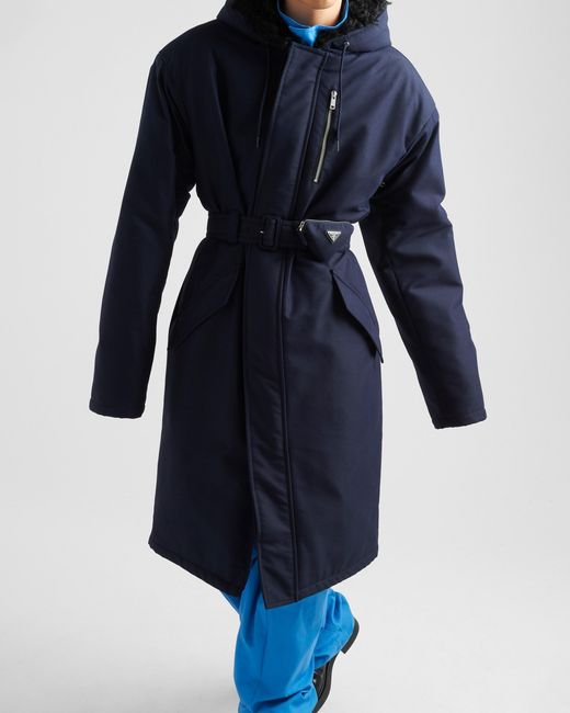 Prada Blue Technical Canvas Raincoat for men