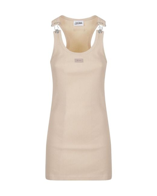 Jean Paul Gaultier Natural Ribbed Knit Dress