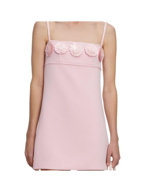 Self-Portrait Pink Floral-Appliqué Mini Dress