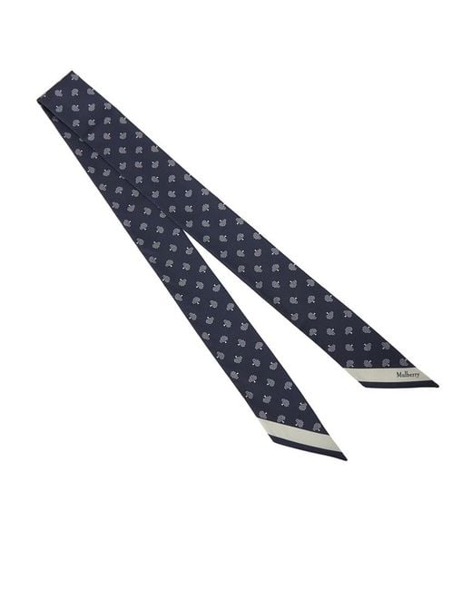 Mulberry Blue Tree-Jacquard Angled Tip Scarf