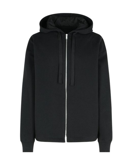 Jil Sander Black Long-Sleeved Zipped Hoodie for men