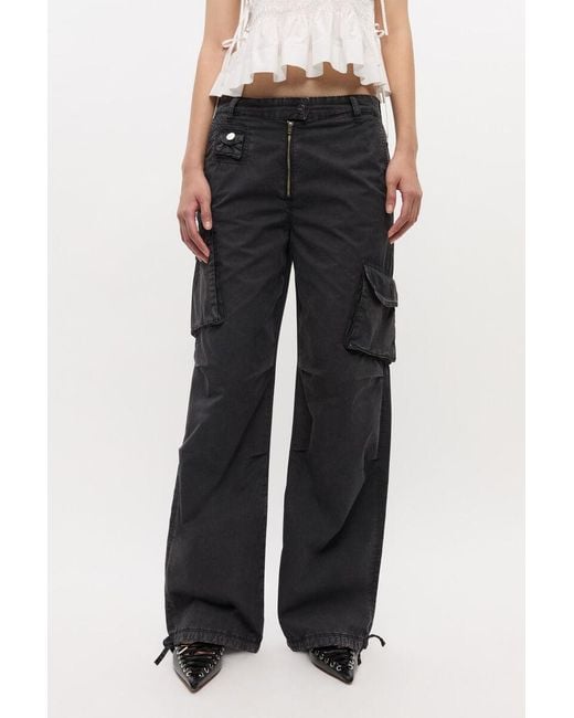 Ganni Gray Drawstring Cargo Trousers