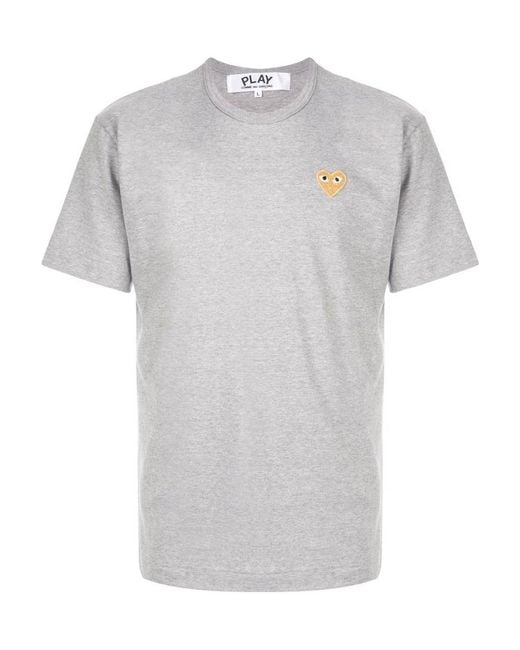 COMME DES GARÇONS PLAY Gray Embroidered Logo T-Shirt for men