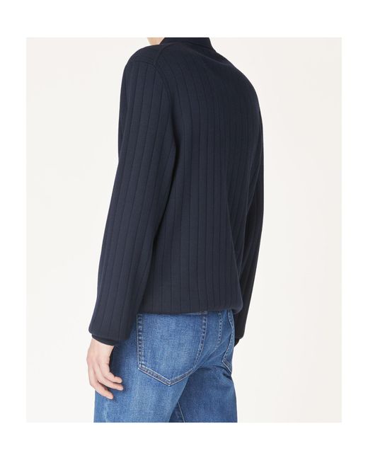 Loro Piana Blue Long-Sleeved Knitted Cardigan for men