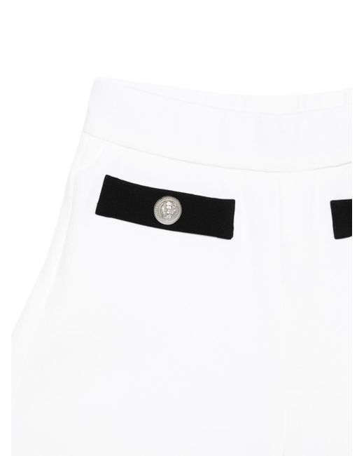 Balmain White Elastic Waist Shorts