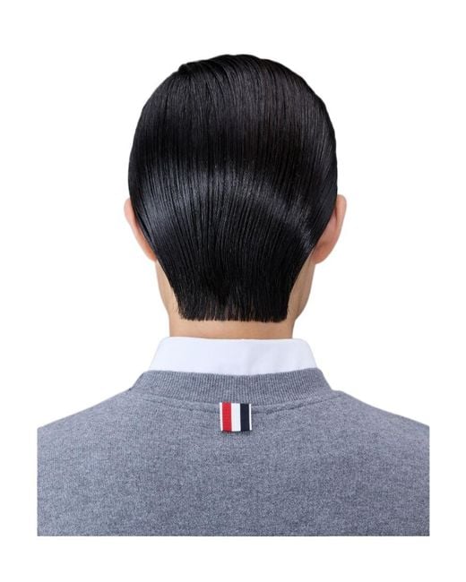 Thom Browne Gray Stripe Detailed Crewneck Jumper