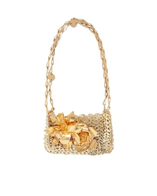 Rabanne Metallic Nano 1969 Flower-Appliqué Shoulder Bag