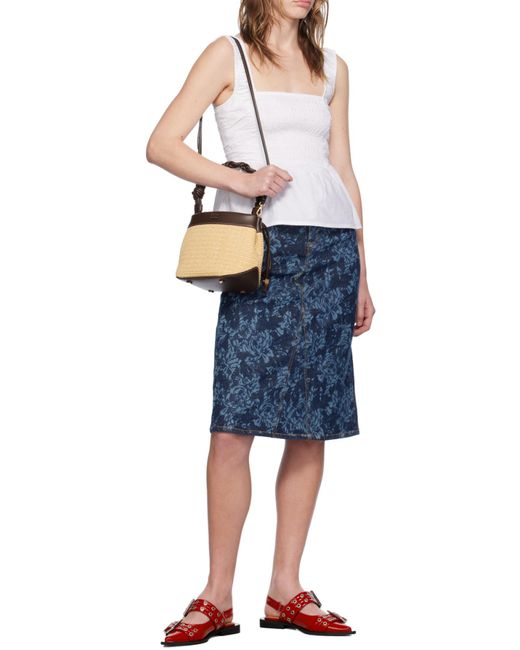 Ganni Blue Lazer Denim Midi Skirt