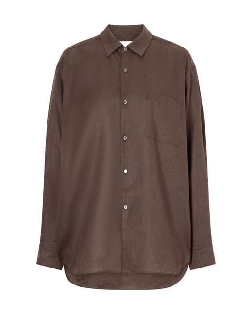 Ssstein Brown Oversized Linen Shirt