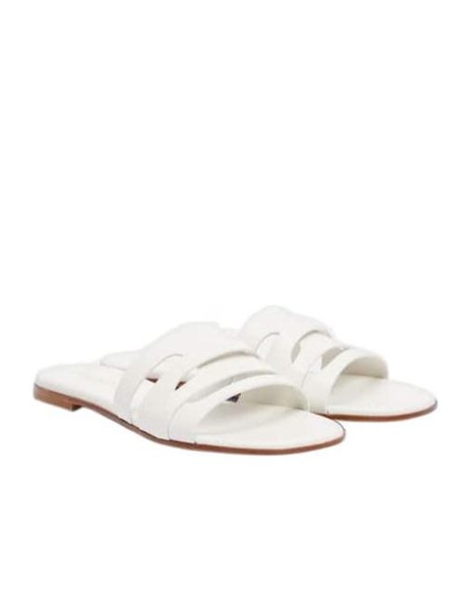 Gianvito Rossi White Leather Slides