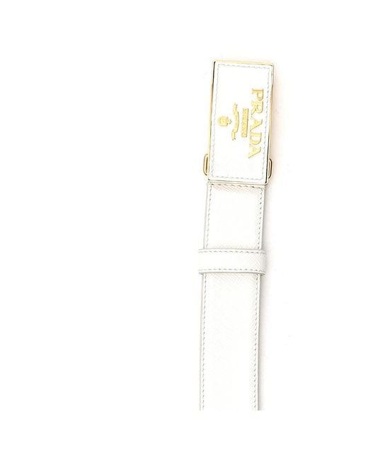 Prada White Square Buckle Belt