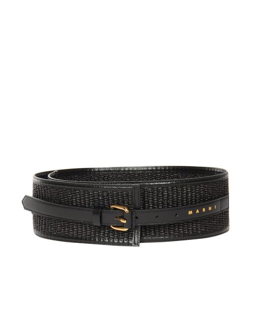 Marni Black Tropicalia Raffia Belt
