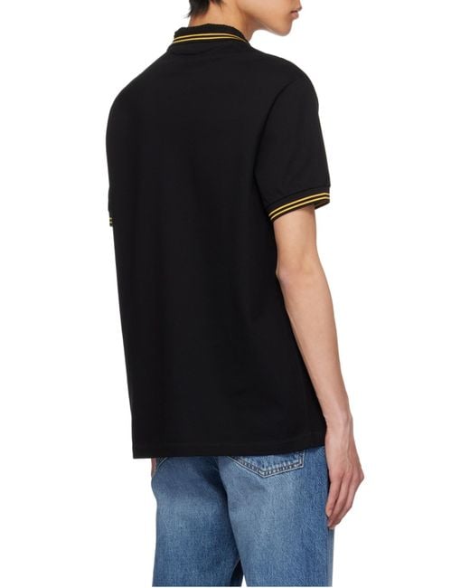 Versace Black Medusa-Embroidered Short-Sleeved Polo Shirt for men