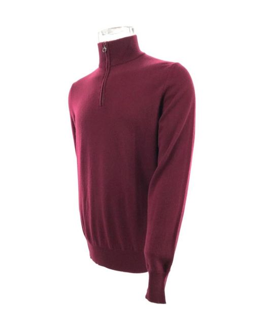 Ferragamo Red Semi-Zipper Knitted Sweater for men