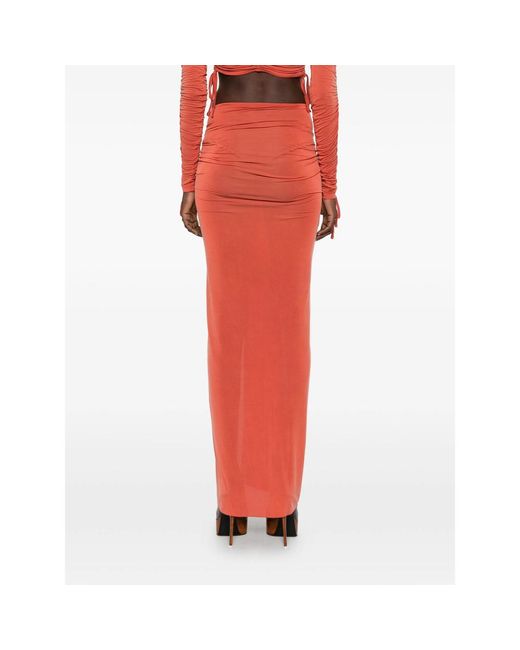 Balmain Red Asymmetrical Designed Draped Skirt