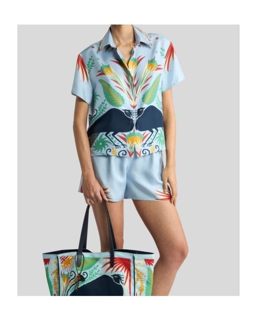 Etro Blue Pattern-Printed Shirt And Shorts Set