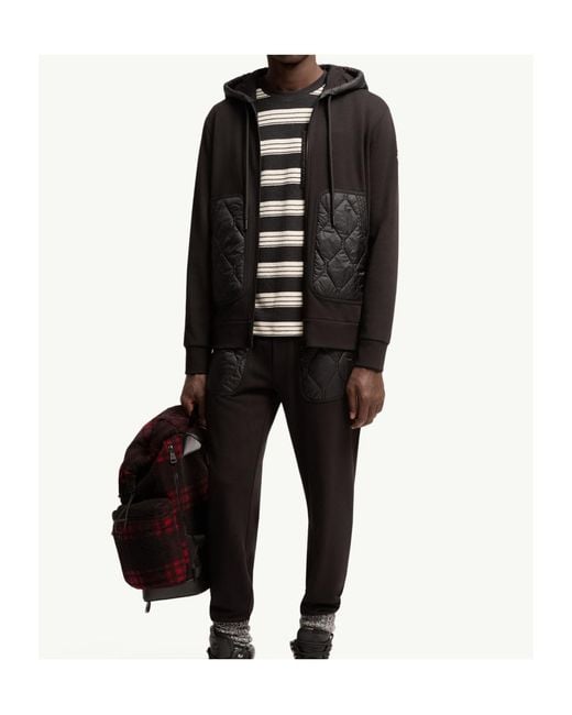 Moncler Black Diamond Quilted Cotton Blend Zip-Up Hoodie for men