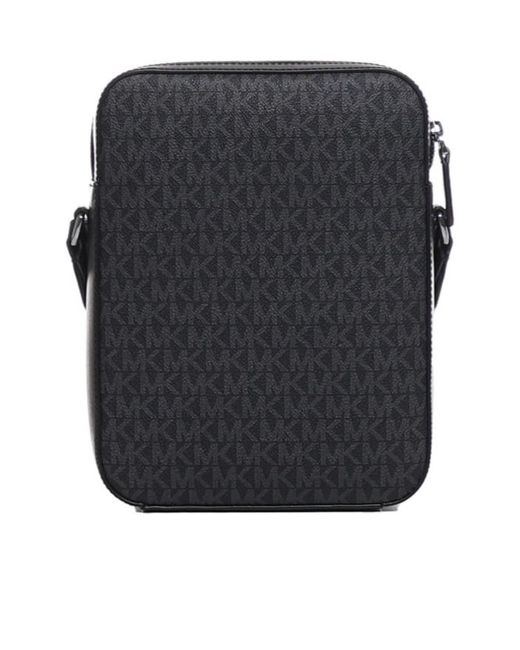Michael Kors Black Varick Logo Detailed Zipped Messenger Bag for men