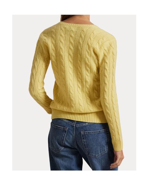 Polo Ralph Lauren Yellow Cable-Knit V-Neck Sweater