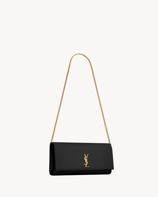 Saint Laurent White Kate Foldover Top Clutch Bag