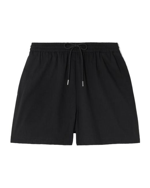 Theory Black Wool-Blend Shorts