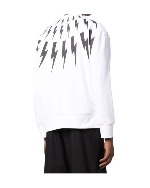 Neil Barrett White Graphic-Print Long-Sleeved Jumper for men