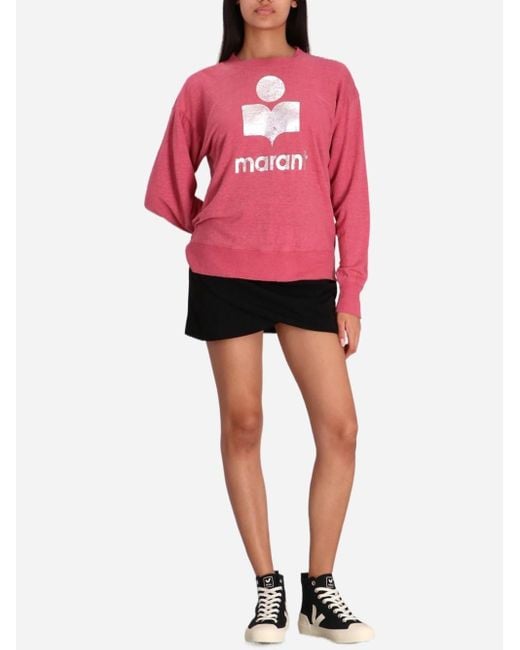 Isabel Marant Pink Étoile Logo Printed Long-Sleeved T-Shirt