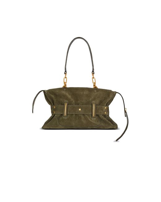 Balmain Metallic Anthem Belted Shoulder Bag