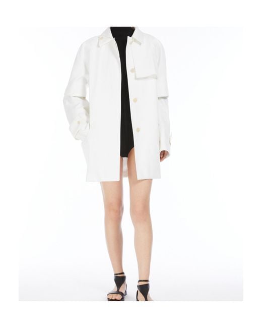 Max Mara White Water-Repellent Gabardine Trench Coat