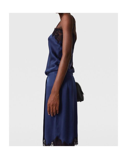 Stella McCartney Blue Lace-Trim Satin Top
