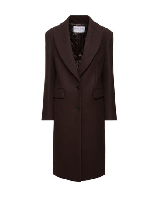 Michael Kors Black Chesterfield Sculptural Wool Melton Coat