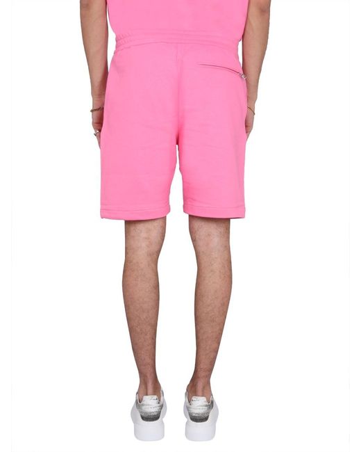 McQueen Pink Logo Printed Shorts for men