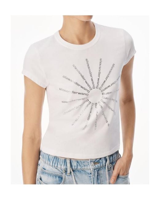 Alexander Wang White Pinwheel Crystal-Embellished T-Shirt