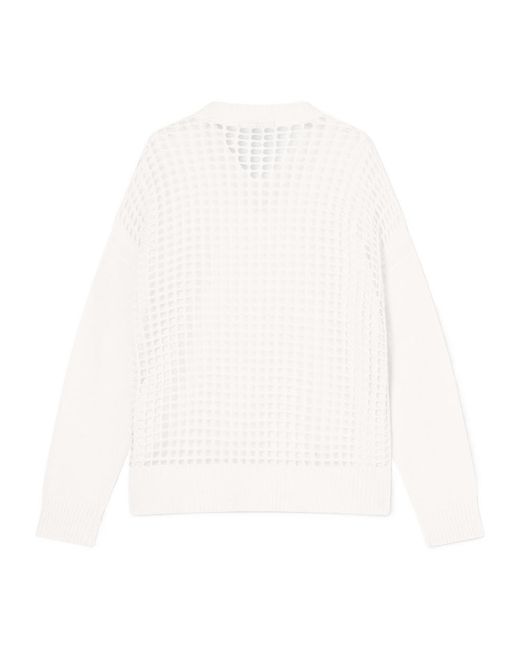 ARMANI EXCHANGE White Oversized Sweater With Perforated Back