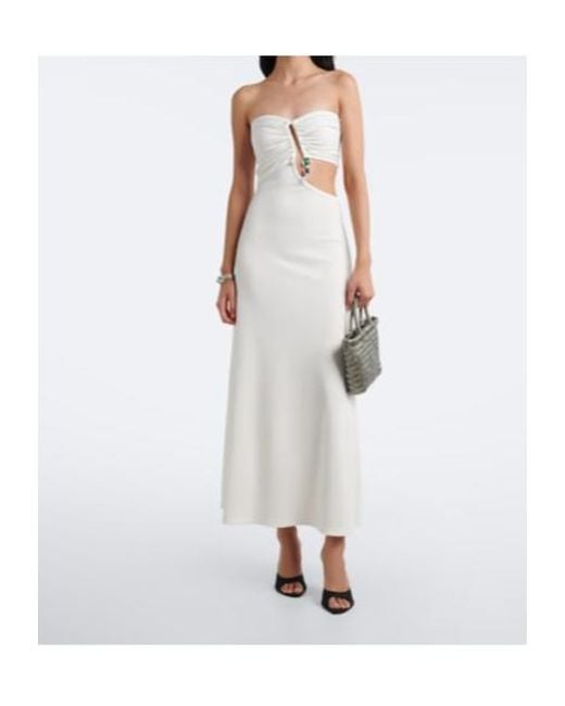Christopher Esber White Embellished Cutout Jersey Maxi Dress