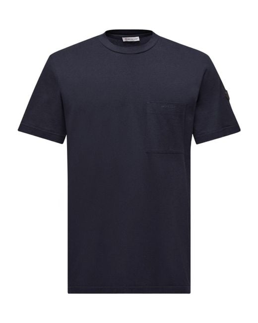 Moncler Blue Logo Detailed Crewneck T-Shirt for men