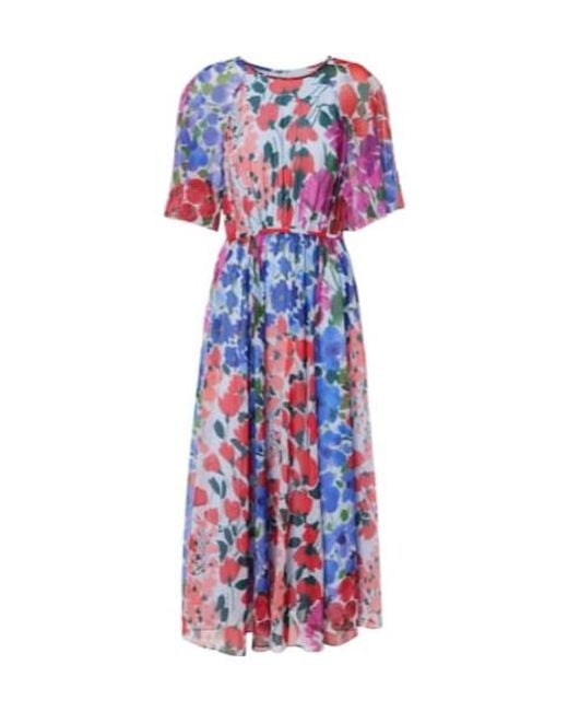 Carolina Herrera Multicolor Floral Gathered Midi Dress