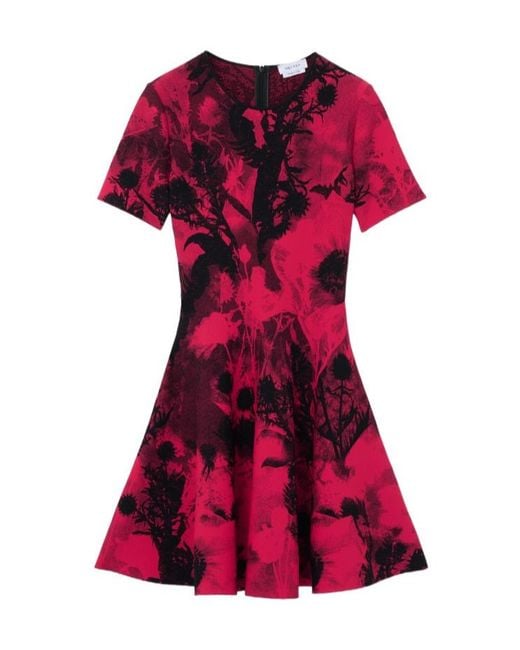 McQueen Crew-Neck Flared-Hem Mini Dress