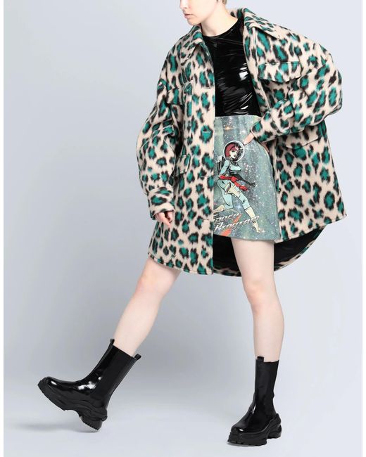MM6 by Maison Margiela Green Leopard Print Single-Breasted Coat