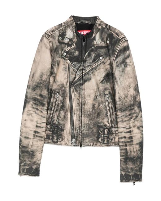 DIESEL Multicolor L-Uxure Zip-Fastening Leather Jacket