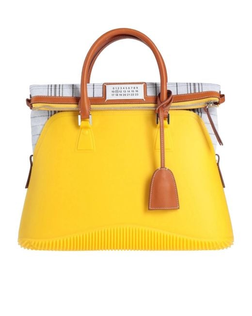 Maison Margiela Yellow Large Checked Tote Bag