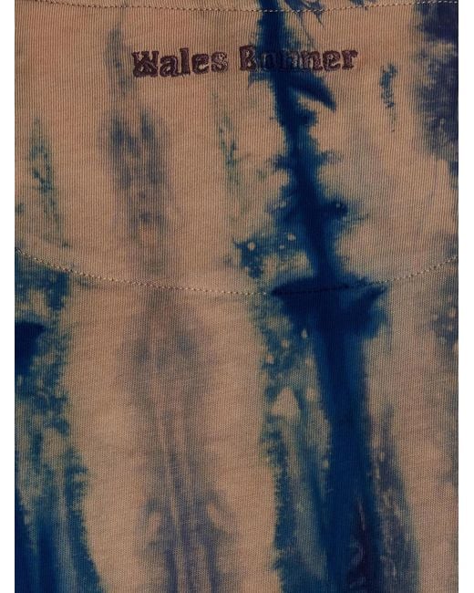 Wales Bonner Blue Logo-Print Tie-Dye T-Shirt for men