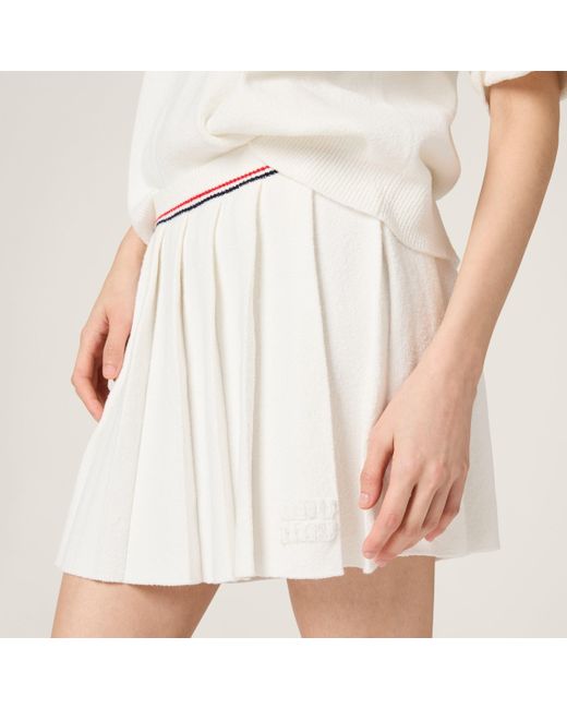 Miu Miu White Short-Sleeved Knitted Polo Shirt