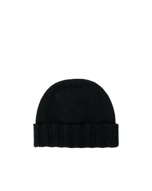 Drumohr Black Ribbed Knit Hat for men